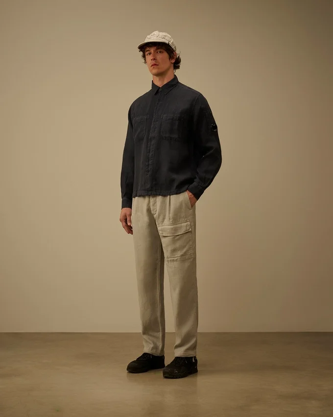 Chemise à manches longues en lin avec boutons à Lens