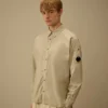 Chemise à manches longues en popeline « Lens » à boutons