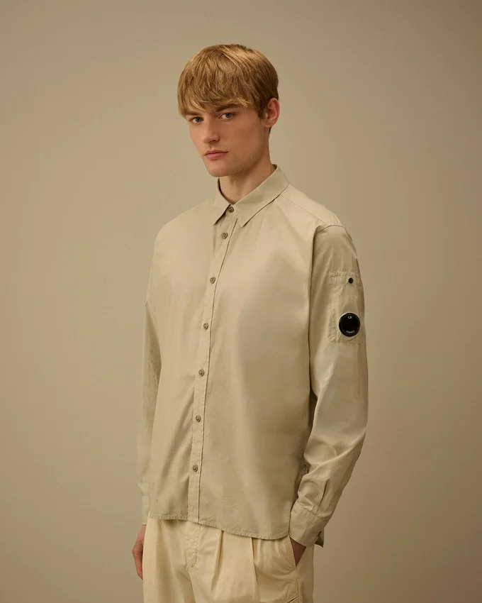 Chemise à manches longues en popeline « Lens » à boutons