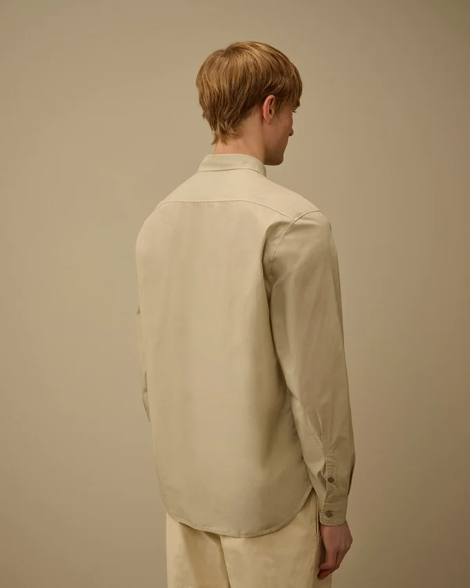 Chemise à manches longues en popeline « Lens » à boutons