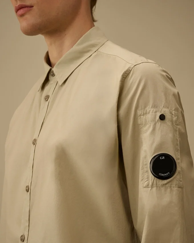Chemise à manches longues en popeline « Lens » à boutons