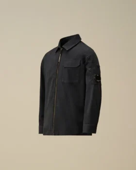 Chemise à manches longues zippée en gabardine de coton U16