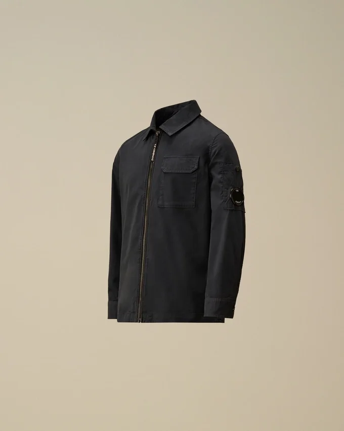 Chemise à manches longues zippée en gabardine de coton U16