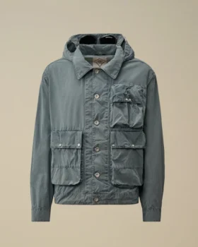 Goggle Jacket en 50 Fili blanchi à l’indigo