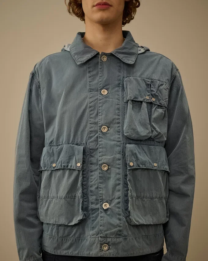 Goggle Jacket en 50 Fili blanchi à l’indigo