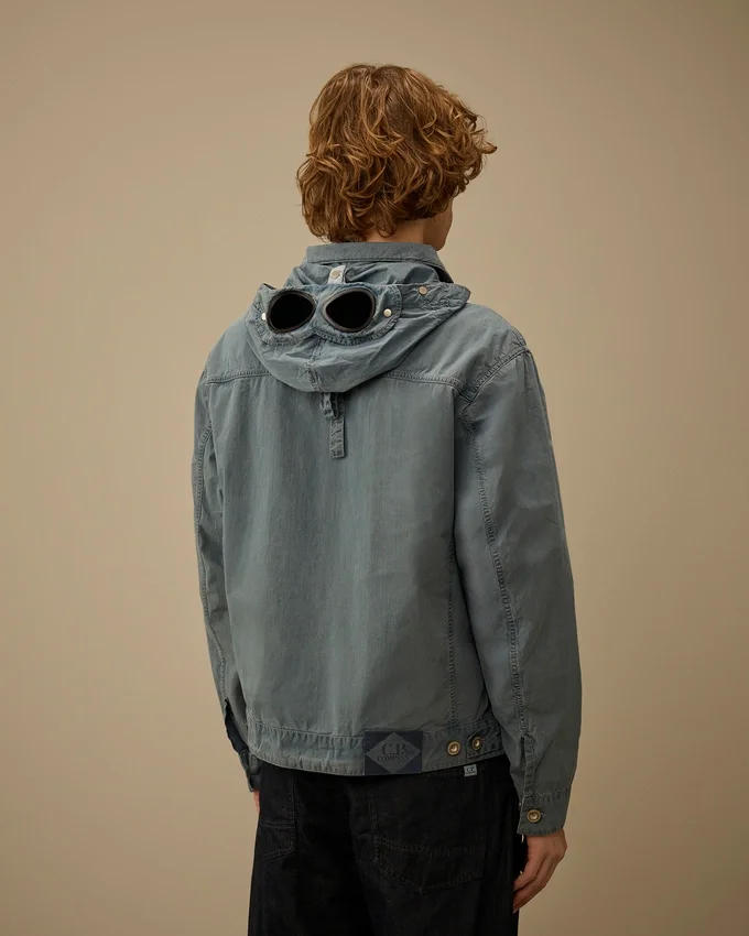 Goggle Jacket en 50 Fili blanchi à l’indigo