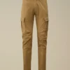 Pantalon cargo ergonomique en satin stretch avec logo