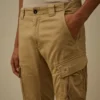 Pantalon cargo ergonomique en satin stretch avec logo