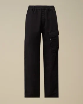 Pantalon cargo élastiqué en coton/lin avec détails « Lens »