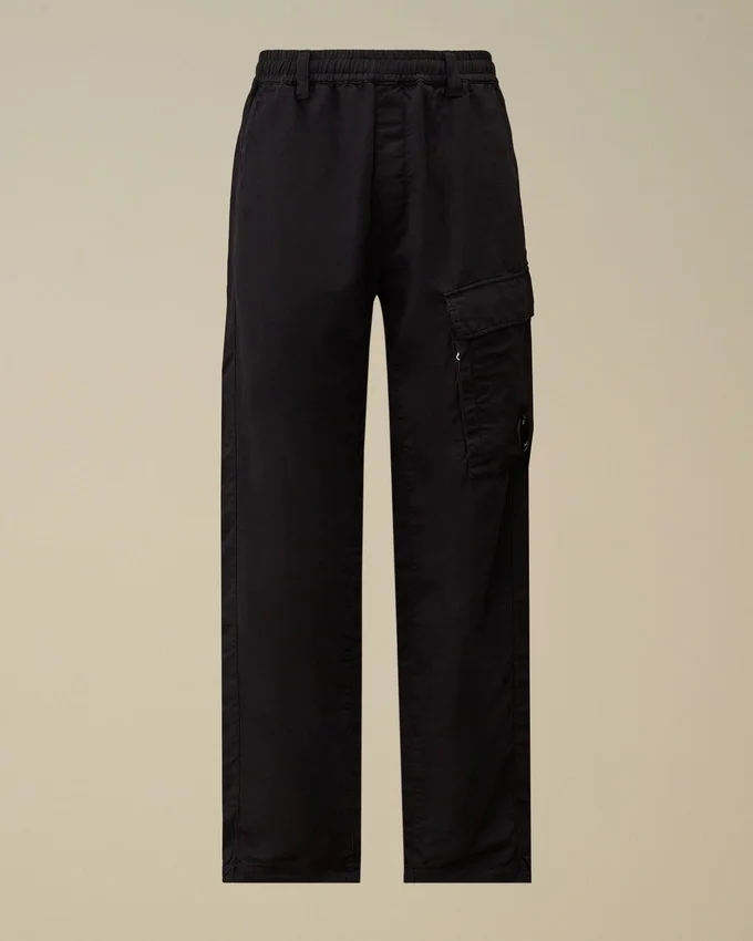 Pantalon cargo élastiqué en coton/lin avec détails « Lens »