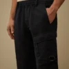 Pantalon cargo élastiqué en coton/lin avec détails « Lens »