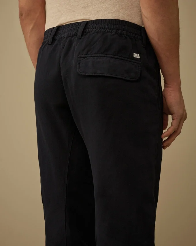 Pantalon cargo élastiqué en coton/lin avec détails « Lens »