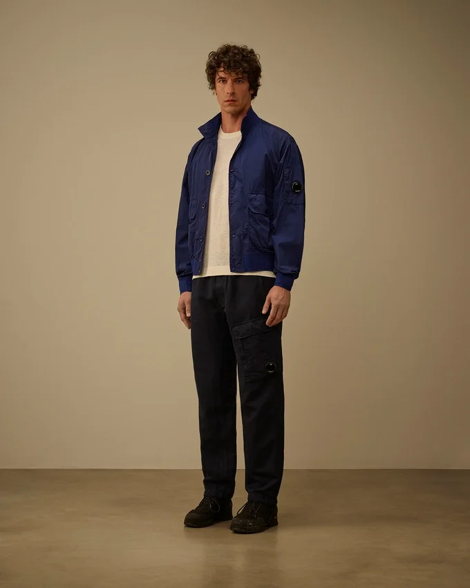 Pantalon cargo élastiqué en coton/lin avec détails « Lens »