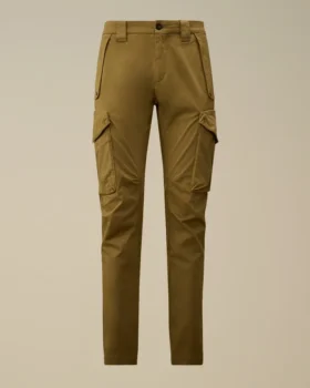 Pantalon cargo à poches arrondies ergonomiques en satin stretch