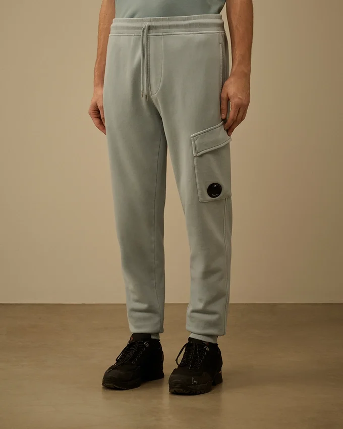 Pantalon de survêtement cargo en molleton de coton à motif en diagonale avec motif « Lens »
