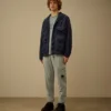 Pantalon de survêtement cargo en molleton de coton à motif en diagonale avec motif « Lens »