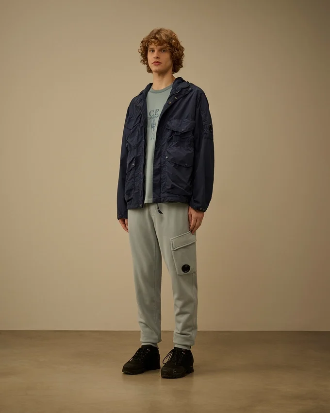 Pantalon de survêtement cargo en molleton de coton à motif en diagonale avec motif « Lens »
