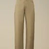 Pantalon en coton/lin sans coutures latérales