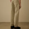 Pantalon en coton/lin sans coutures latérales