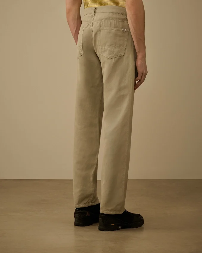 Pantalon en coton/lin sans coutures latérales