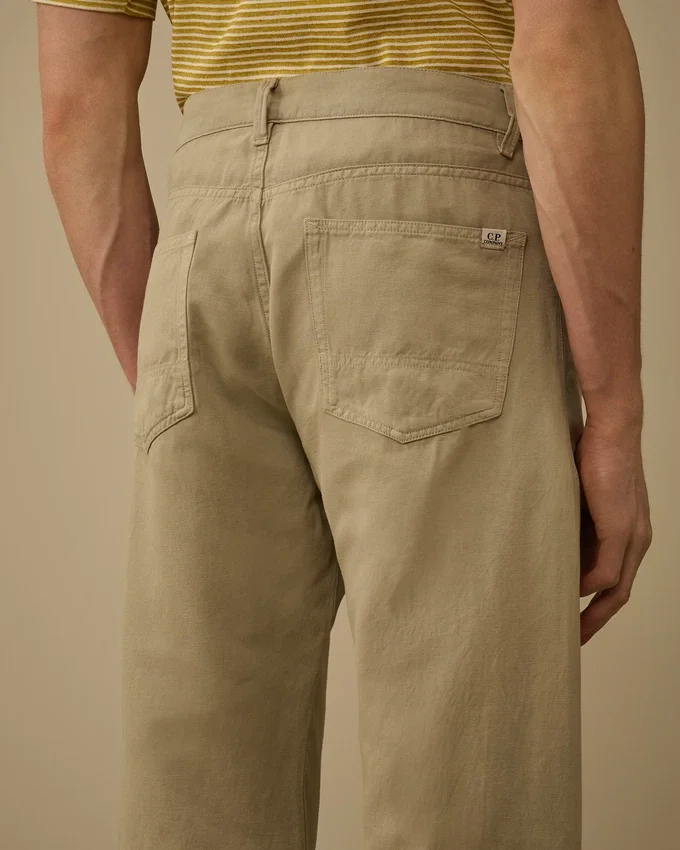 Pantalon en coton/lin sans coutures latérales