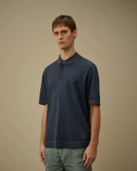 Polo en crêpe de coton à double teinture