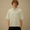 Polo à manches courtes et coupe carrée avec logo, en jersey 20/1