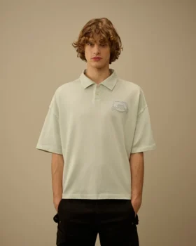 Polo à manches courtes et coupe carrée avec logo, en jersey 20/1