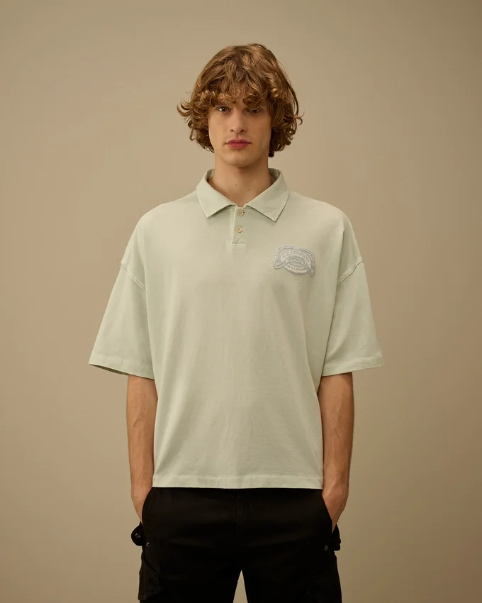 Polo à manches courtes et coupe carrée avec logo, en jersey 20/1