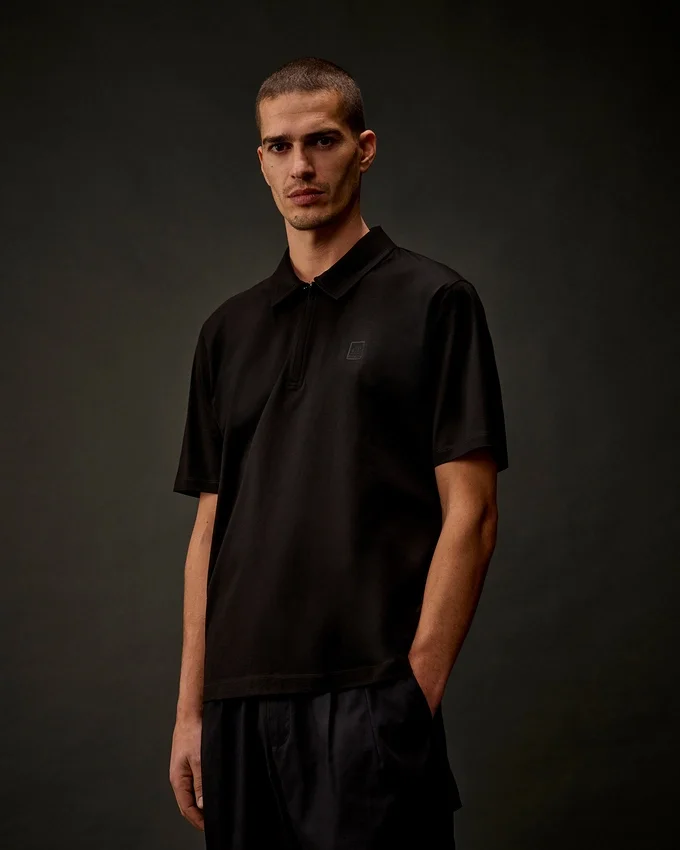 Polo à manches courtes et demi-zip en jersey mercerisé de la Metropolis Series
