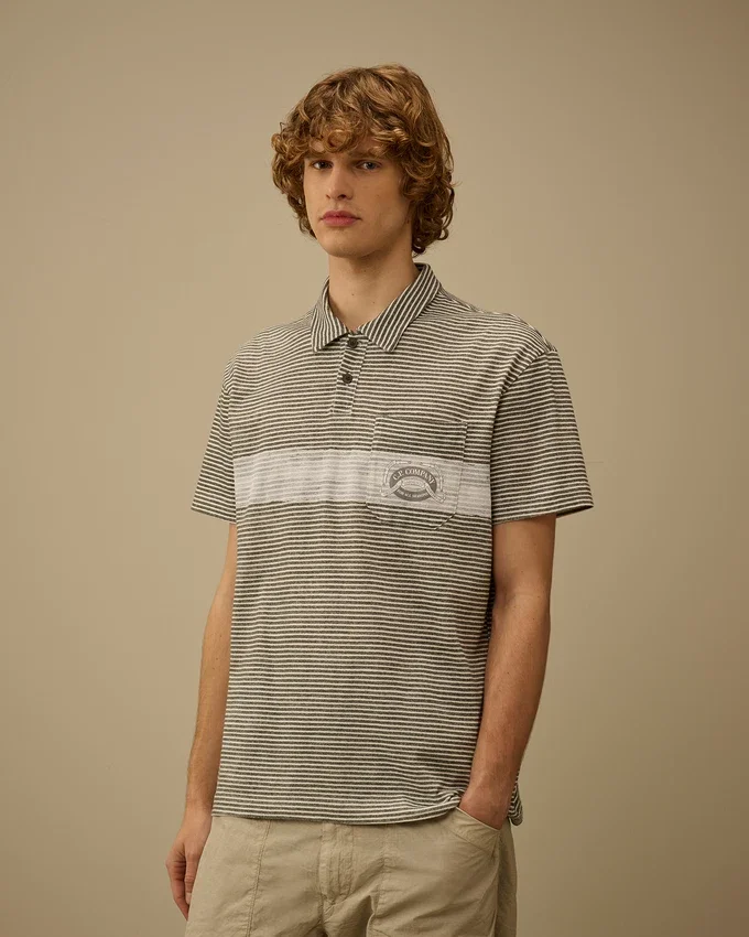 Polo à manches courtes imprimé en jersey 20/1 avec logo