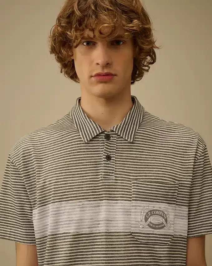 Polo à manches courtes imprimé en jersey 20/1 avec logo