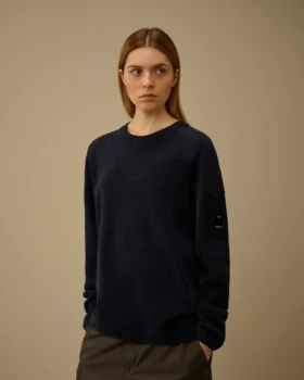Pull à col rond en chenille de coton avec motif « Lens »