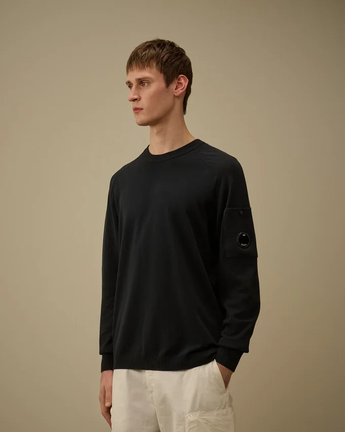 Pull à col rond en crêpe de coton avec motif « Lens »
