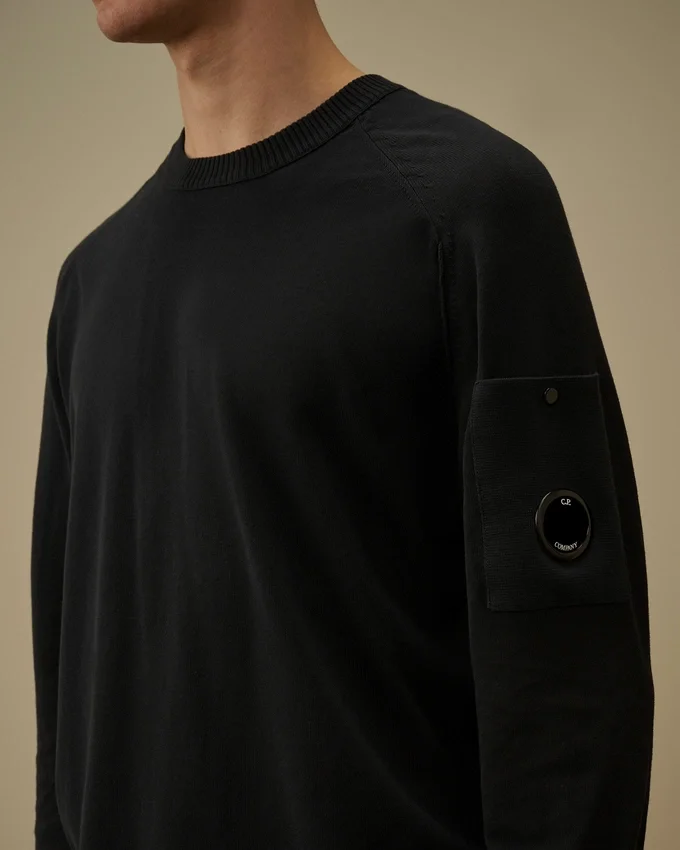 Pull à col rond en crêpe de coton avec motif « Lens »