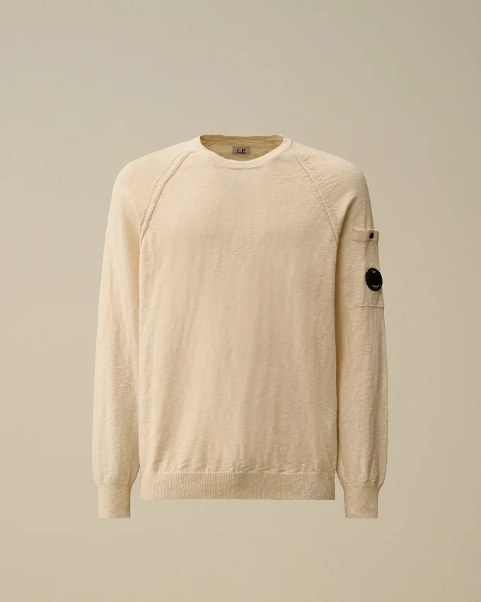 Pull à col rond et manches raglan en coton/nylon avec des motifs Lens