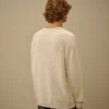 Pull à col rond et manches raglan en coton/nylon avec des motifs Lens