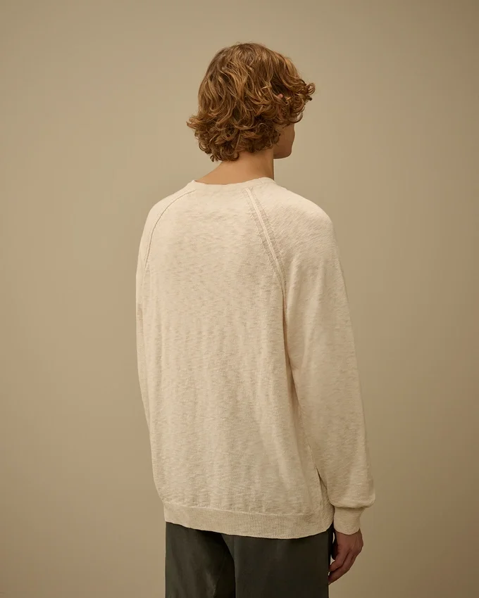 Pull à col rond et manches raglan en coton/nylon avec des motifs Lens
