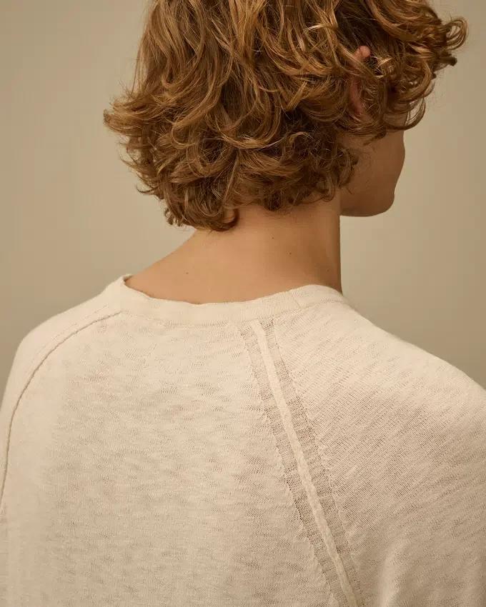 Pull à col rond et manches raglan en coton/nylon avec des motifs Lens
