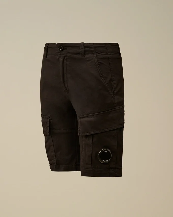 Short cargo U16 en gabardine extensible avec Lens
