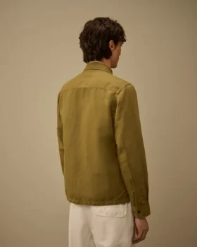 Surchemise zippée en coton/lin avec logo « Lens »