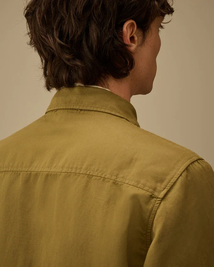 Surchemise zippée en coton/lin avec logo « Lens »