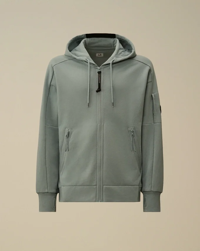 Sweat à capuche zippé en polaire diagonale gaufrée