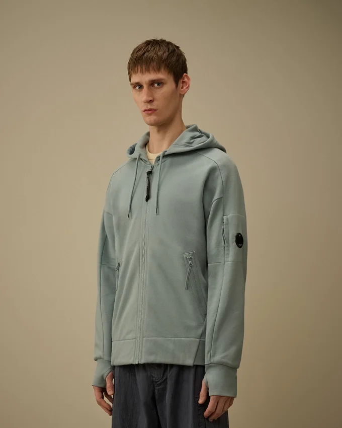 Sweat à capuche zippé en polaire diagonale gaufrée
