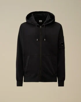 Sweat-shirt à capuche zippé en molleton léger avec motif « Lens »