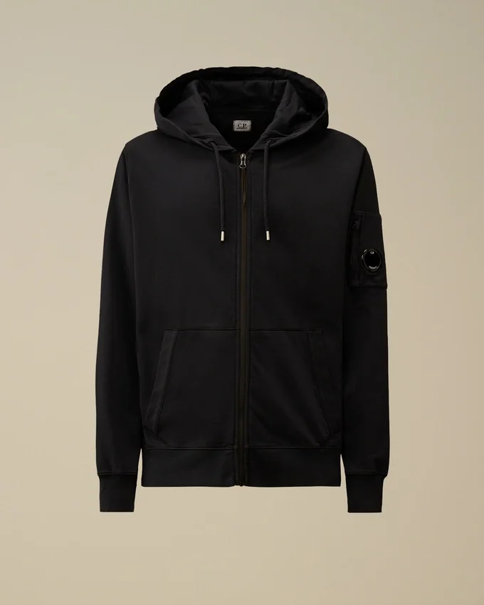Sweat-shirt à capuche zippé en molleton léger avec motif « Lens »