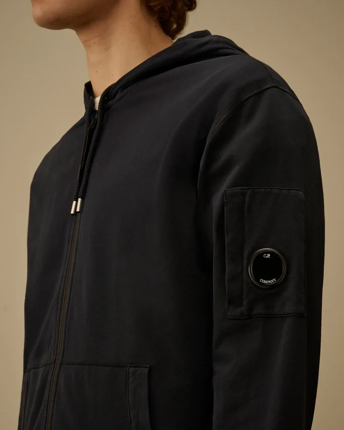 Sweat-shirt à capuche zippé en molleton léger avec motif « Lens »