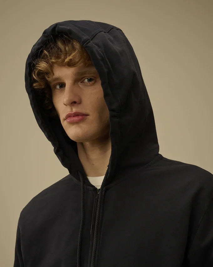 Sweat-shirt à capuche zippé en molleton léger avec motif « Lens »