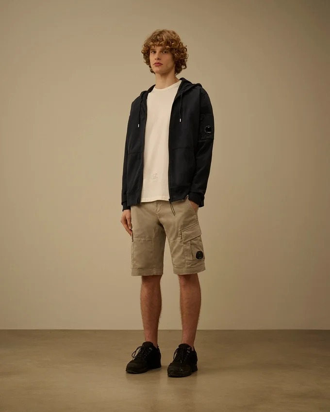 Sweat-shirt à capuche zippé en molleton léger avec motif « Lens »