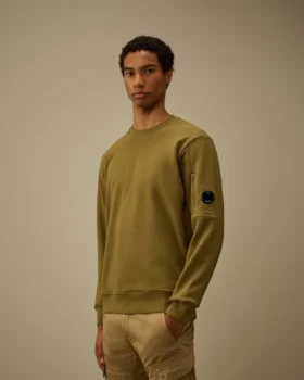 Sweat-shirt à col rond en molleton diagonal texturé avec des Lunettes